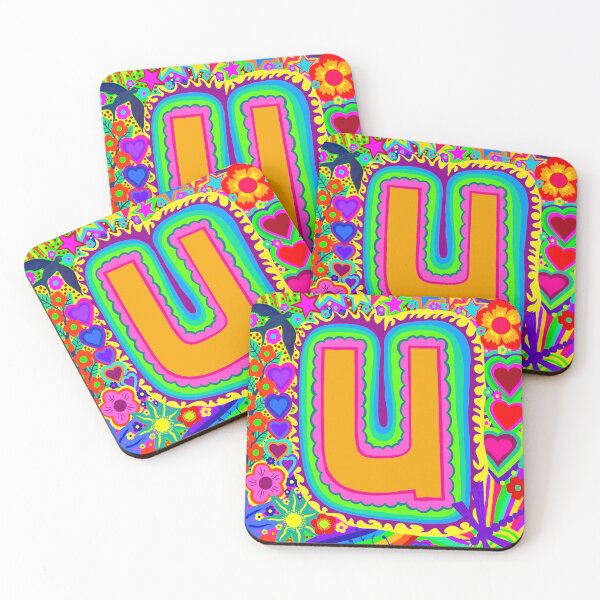 Item preview, Psychedelic Letter U Art | Colourful Retro Alphabet Design designed and sold by Vividality.