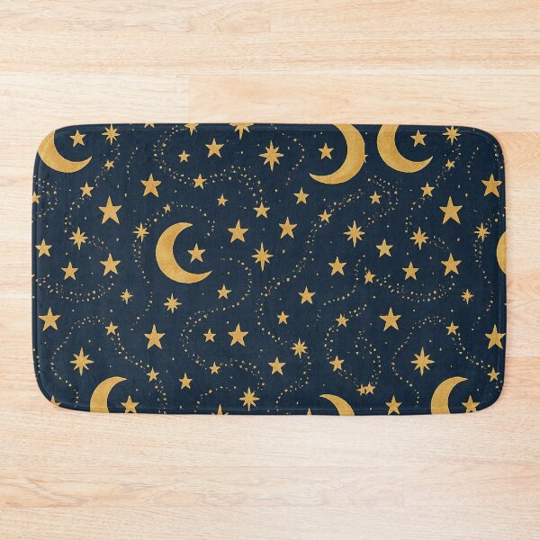 Item preview, Golden Navy Celestial Night – Moon & Stars Pattern designed and sold by Painted Moon by Luna Bee™.