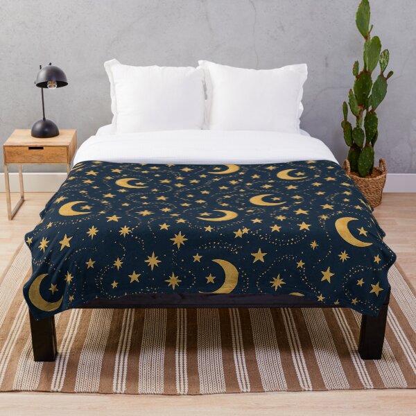 Item preview, Golden Navy Celestial Night – Moon & Stars Pattern designed and sold by Painted Moon by Luna Bee™.