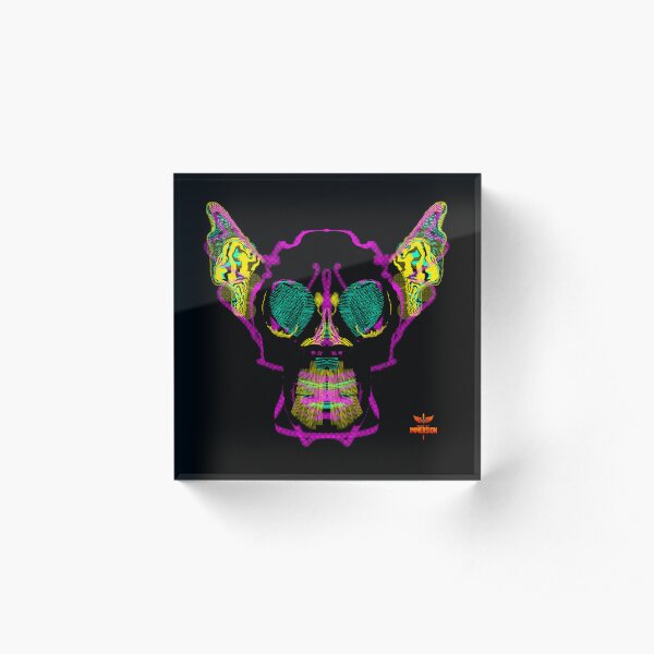 Green Eye Neural Skull Strata 20 Book of Immersion no 4 by iServalan  Acrylic Block