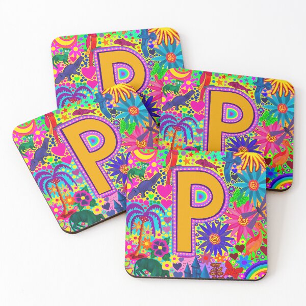 Item preview, Psychedelic Letter P Art | Colourful Retro Alphabet Design designed and sold by Vividality.