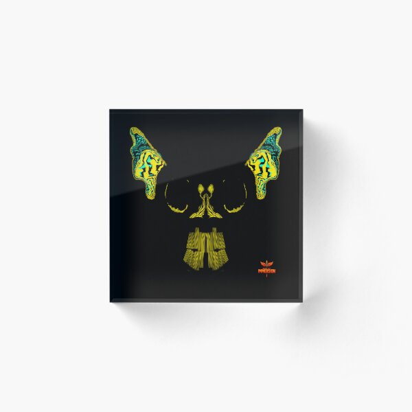 Yellow Neural Skull Strata 20 Book of Immersion no 3 by iServalan  Acrylic Block