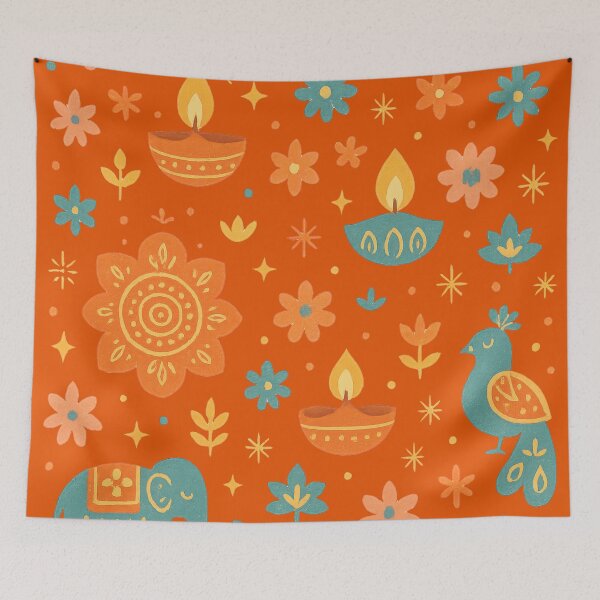 Item preview, Diwali Festival Whimsy – Diwali Diyas & Mandalas Pattern designed and sold by kornkobart.