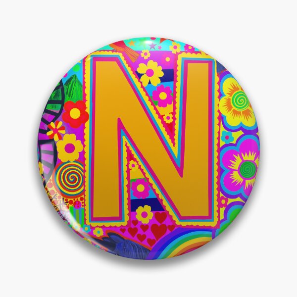 Item preview, Psychedelic Letter N Art | Colourful Retro Alphabet Design designed and sold by Vividality.
