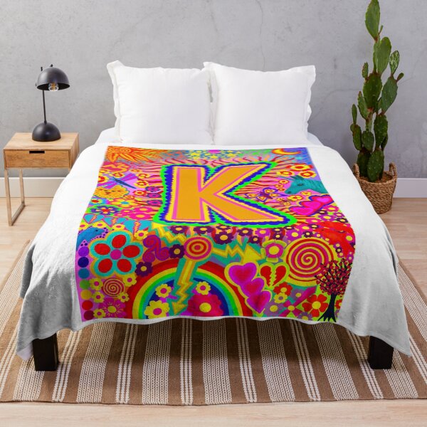 Item preview, Psychedelic Letter K Art | Colourful Retro Alphabet Design designed and sold by Vividality.