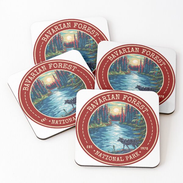 Artikelvorschau, Bayerischer Wald Nationalpark in Deutschland Vintage Travel Art Circle Emblem entworfen und verkauft von MaateoDesign.