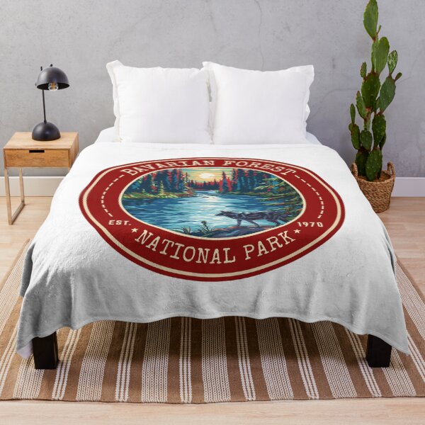 Artikelvorschau, Bayerischer Wald Nationalpark in Deutschland Vintage Travel Art Circle Emblem entworfen und verkauft von MaateoDesign.