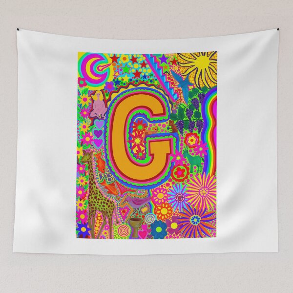 Item preview, Psychedelic Letter G Art | Colourful Retro Alphabet Design designed and sold by Vividality.