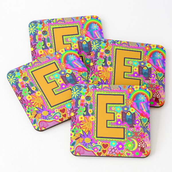 Item preview, Psychedelic Letter E Art | Colourful Retro Alphabet Design designed and sold by Vividality.
