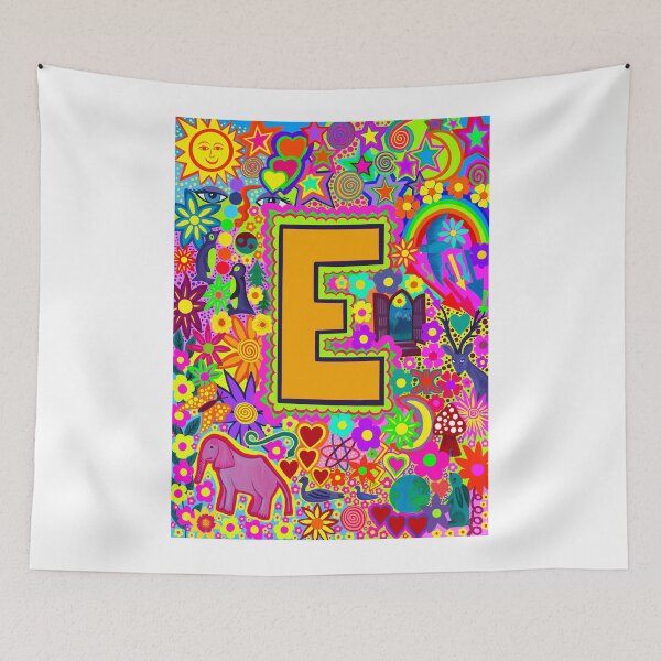 Item preview, Psychedelic Letter E Art | Colourful Retro Alphabet Design designed and sold by Vividality.