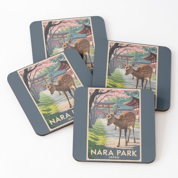 Item preview, Nara Park Japan Deer Illustration Travel Art Vintage designed and sold by KrisSidDesigns.