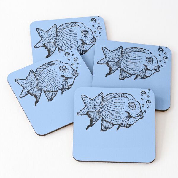 Item preview, Minimal Fish and Starfish – Simple Ocean Art designed and sold by Half Mess.