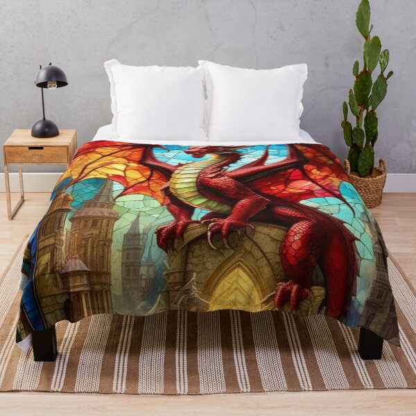 Artikelvorschau, Buntglas-Roter Drache 3 – Surreales Fantasy-Kunstkonzept entworfen und verkauft von Delerat7.