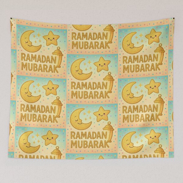 Item preview, Ramadan Mubarak Greeting Card (V.6) -Cute Lantern Moon and Star Design designed and sold by D-Islamic.