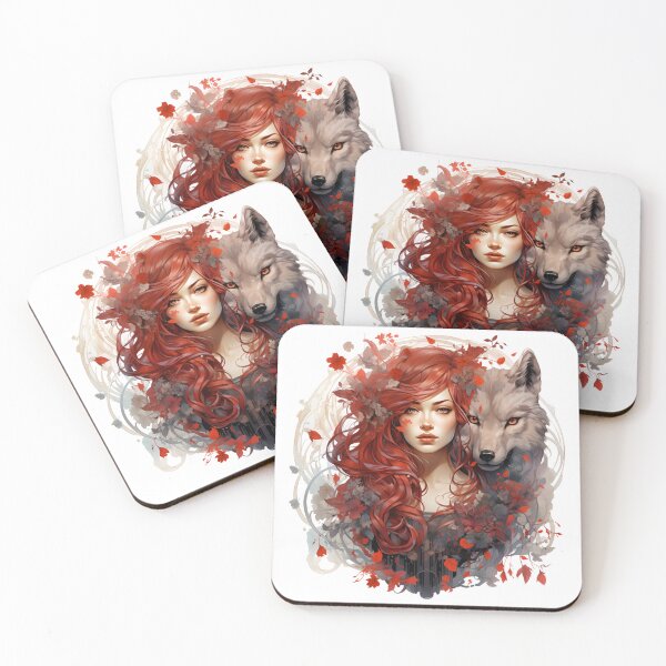 Item preview, Fantasy Red Hair Maiden With Wolf designed and sold by Poison-Potion.