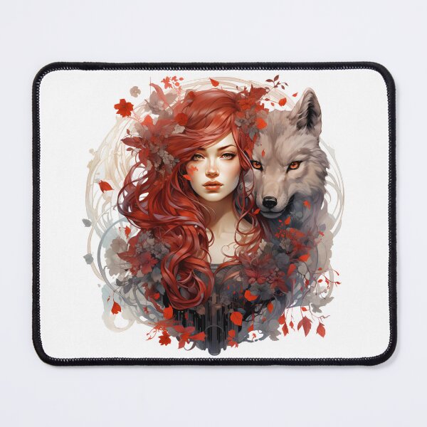 Item preview, Fantasy Red Hair Maiden With Wolf designed and sold by Poison-Potion.