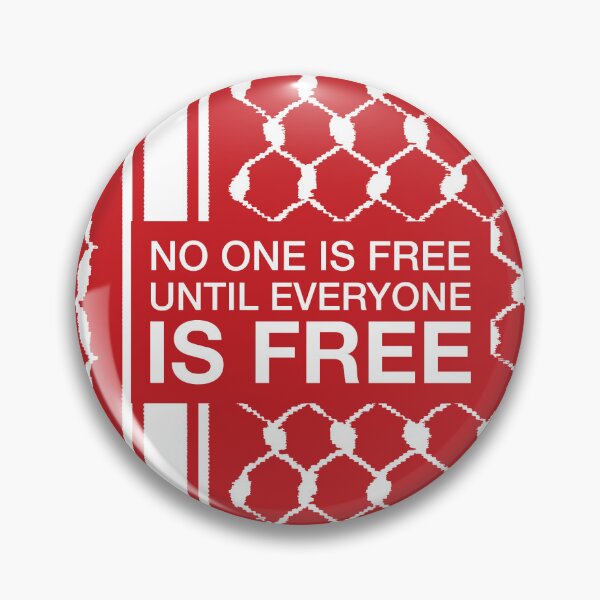 Item preview, No One Is Free Until Everyone Is Free with Freedom Palestinian Hatta Kufiya Pattern Design -red designed and sold by Hurriyyatee.