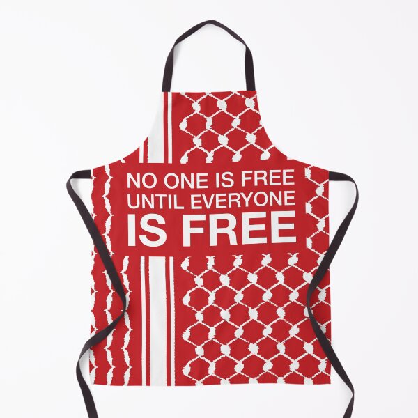 Item preview, No One Is Free Until Everyone Is Free with Freedom Palestinian Hatta Kufiya Pattern Design -red designed and sold by Hurriyyatee.