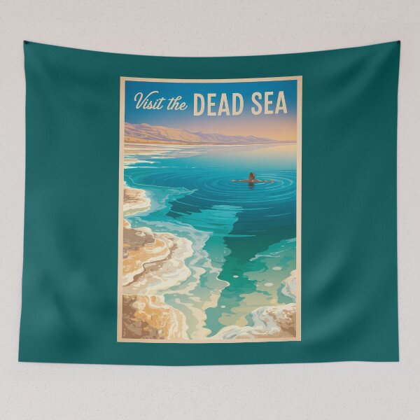 Item preview, Dead Sea Illustration Travel Art Vintage designed and sold by KrisSidDesigns.