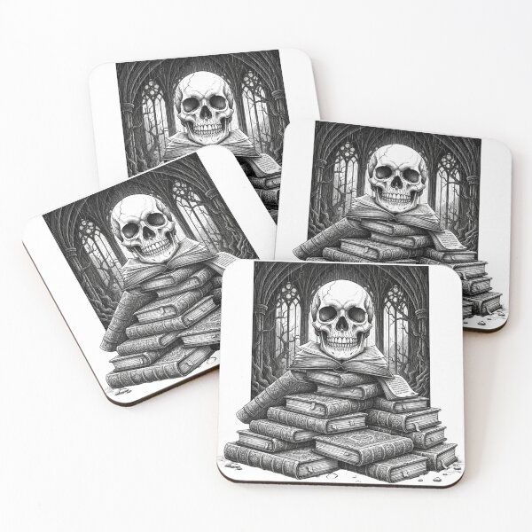 Item preview, Gothic Skull and Books Dark Academia Illustration designed and sold by ShoppingVillage.