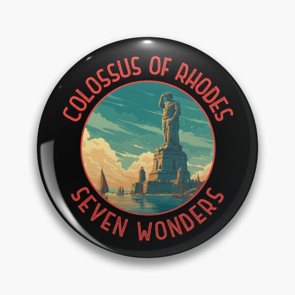 Item preview, Colossus of Rhodes Illustration Seven Wonders Distressed Circle designed and sold by KrisSidDesigns.