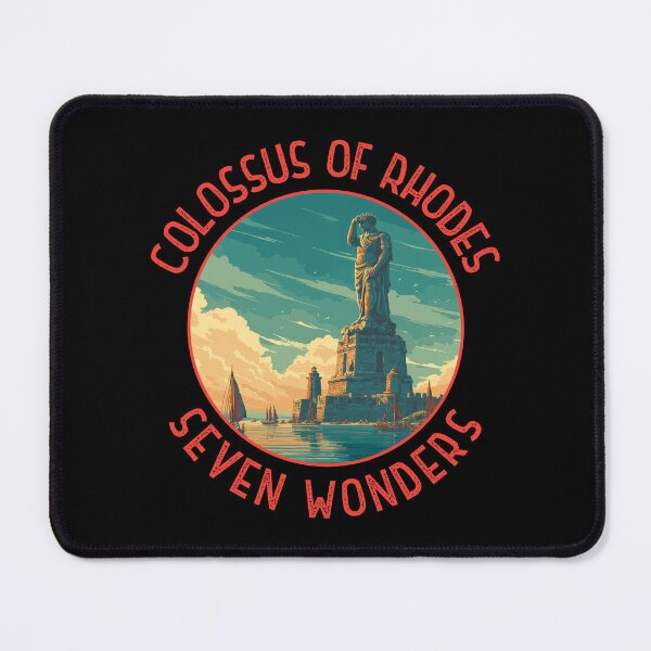 Item preview, Colossus of Rhodes Illustration Seven Wonders Distressed Circle designed and sold by KrisSidDesigns.
