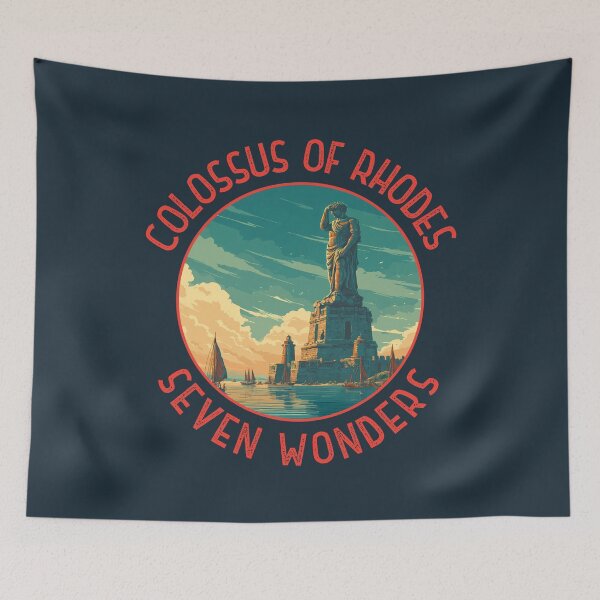 Item preview, Colossus of Rhodes Illustration Seven Wonders Distressed Circle designed and sold by KrisSidDesigns.