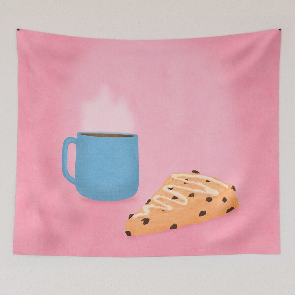 Artikelvorschau, Leckerer Nachmittag - Scone und Kaffee Illustration entworfen und verkauft von Homebody Hobbyist.
