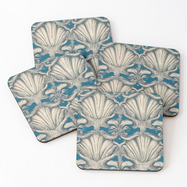 Item preview, Vintage Seashell Pattern in Teal and Orange  designed and sold by LanaGustavsson.