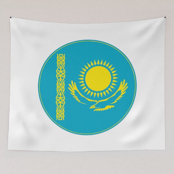 Item preview, Kazakhstan Flag Circle Golden Sun Eagle Design designed and sold by NTGUILTY.