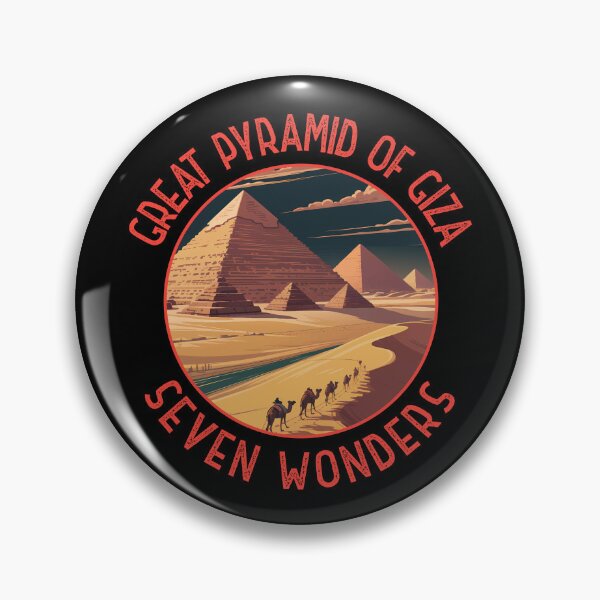 Item preview, Great Pyramid of Giza Illustration Seven Wonders Distressed Circle designed and sold by KrisSidDesigns.