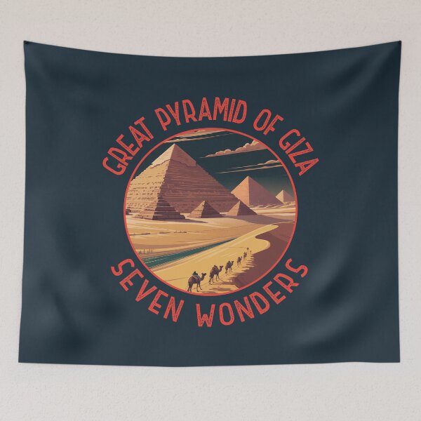 Item preview, Great Pyramid of Giza Illustration Seven Wonders Distressed Circle designed and sold by KrisSidDesigns.