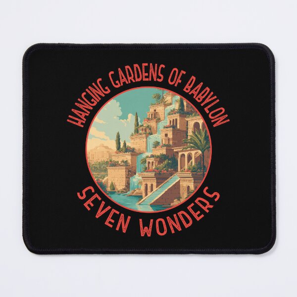 Item preview, Hanging Gardens of Babylon Illustration Seven Wonders Distressed Circle designed and sold by KrisSidDesigns.
