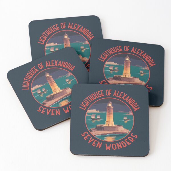 Item preview, Lighthouse of Alexandria Illustration Seven Wonders Distressed Circle designed and sold by KrisSidDesigns.