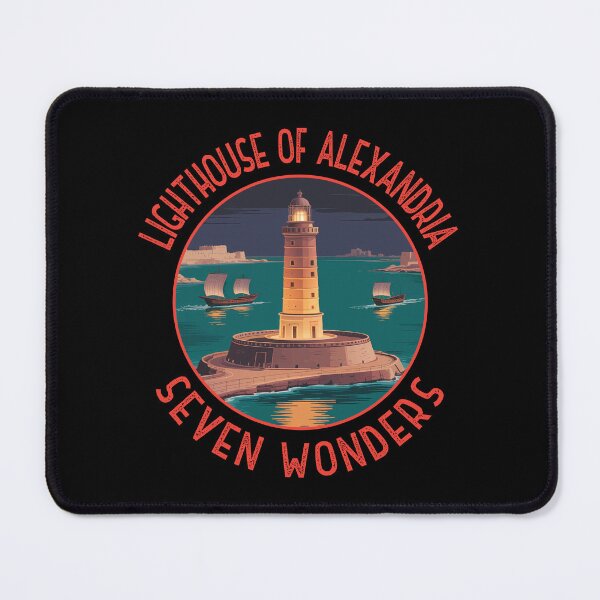 Item preview, Lighthouse of Alexandria Illustration Seven Wonders Distressed Circle designed and sold by KrisSidDesigns.
