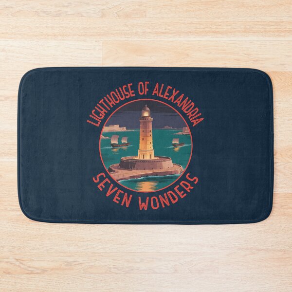 Item preview, Lighthouse of Alexandria Illustration Seven Wonders Distressed Circle designed and sold by KrisSidDesigns.
