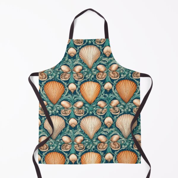 Item preview, Vintage Seashell Pattern in Teal and Orange  designed and sold by LanaGustavsson.