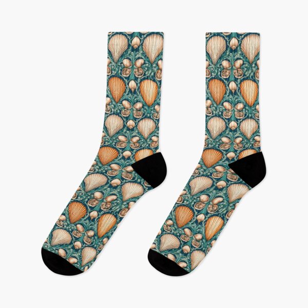 Item preview, Vintage Seashell Pattern in Teal and Orange  designed and sold by LanaGustavsson.