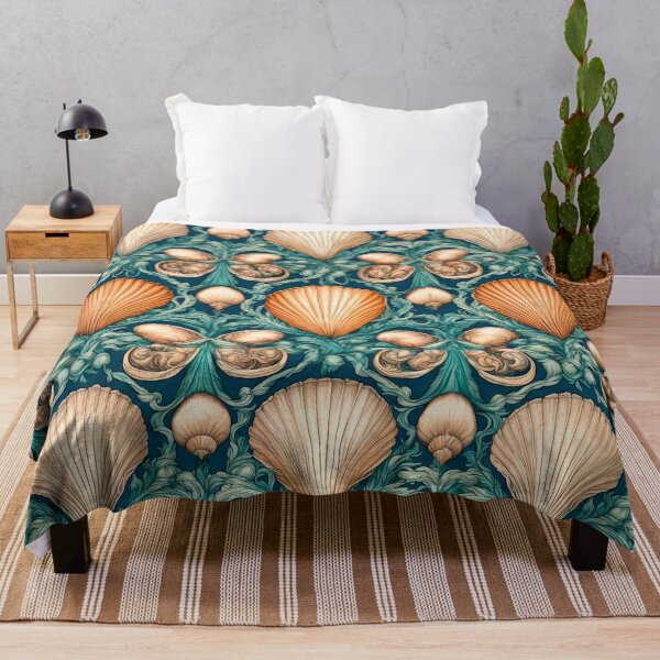 Item preview, Vintage Seashell Pattern in Teal and Orange designed and sold by LanaGustavsson.