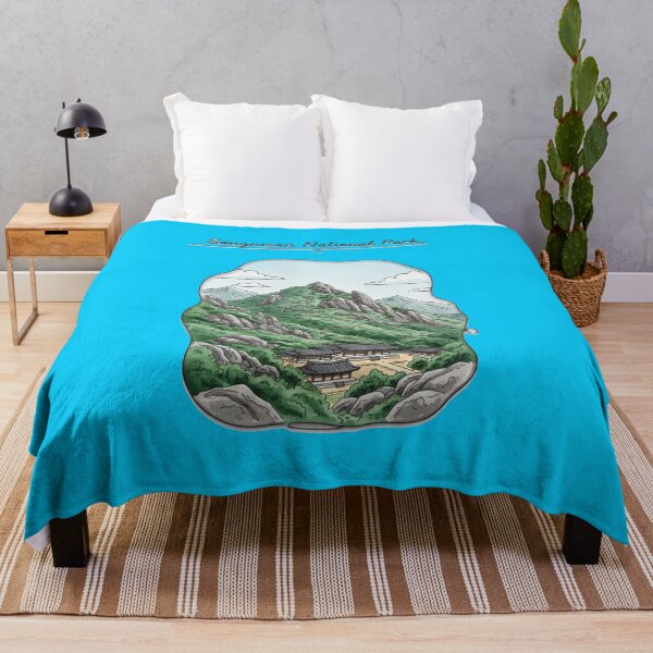 Item preview, watercolor outlined realistic illustration of Bukhansan National Park, designed and sold by PaintMeWorld.