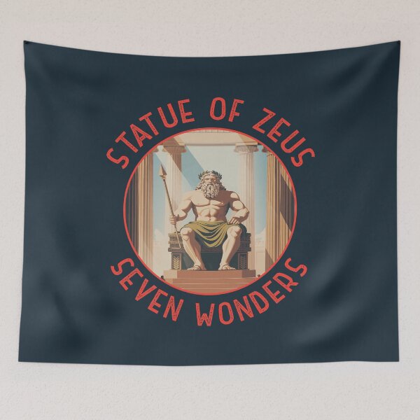 Item preview, Statue of Zeus Illustration Seven Wonders Distressed Circle designed and sold by KrisSidDesigns.