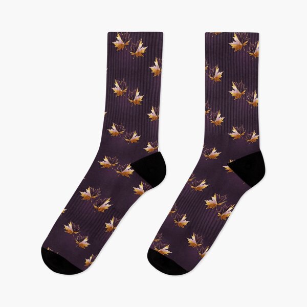 Item preview, Two Purple Gold and Blush Maple Leaves On Aubergine designed and sold by scicilysimonee.