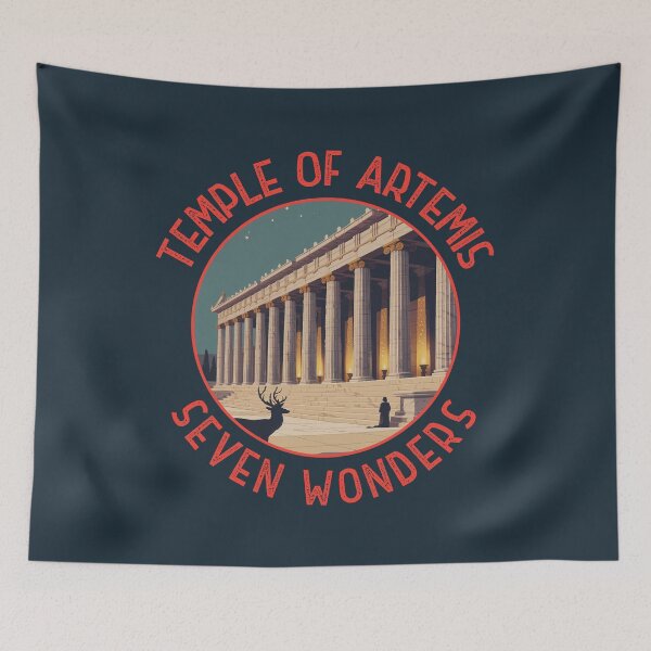 Item preview, Temple of Artemis Illustration Seven Wonders Distressed Circle designed and sold by KrisSidDesigns.