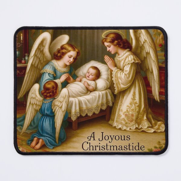 Item preview, Vintage Nativity Scene with Baby Jesus and Angels designed and sold by Vicky Brago-Mitchell®.