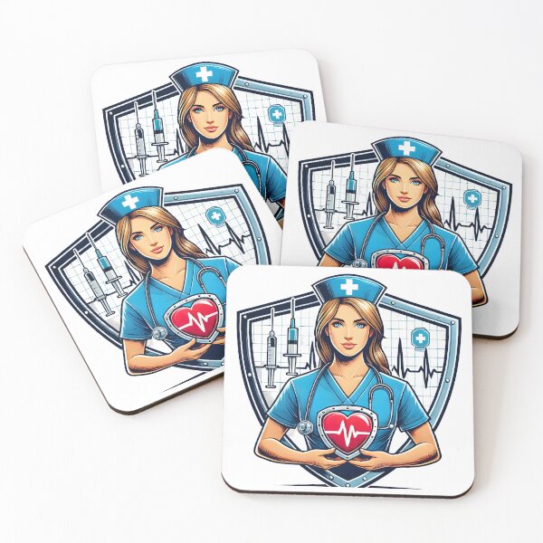 Item preview, Strong and Compassionate Nurse Holding Heartbeat Symbol. designed and sold by The-T-In-Retro.