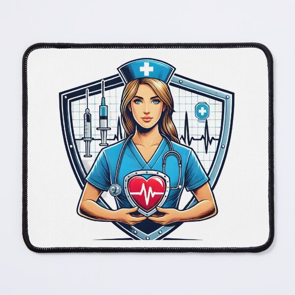 Item preview, Strong and Compassionate Nurse Holding Heartbeat Symbol. designed and sold by The-T-In-Retro.