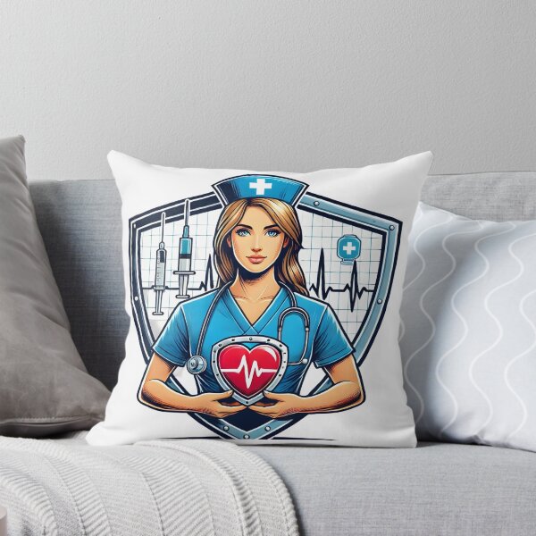 Item preview, Strong and Compassionate Nurse Holding Heartbeat Symbol. designed and sold by The-T-In-Retro.