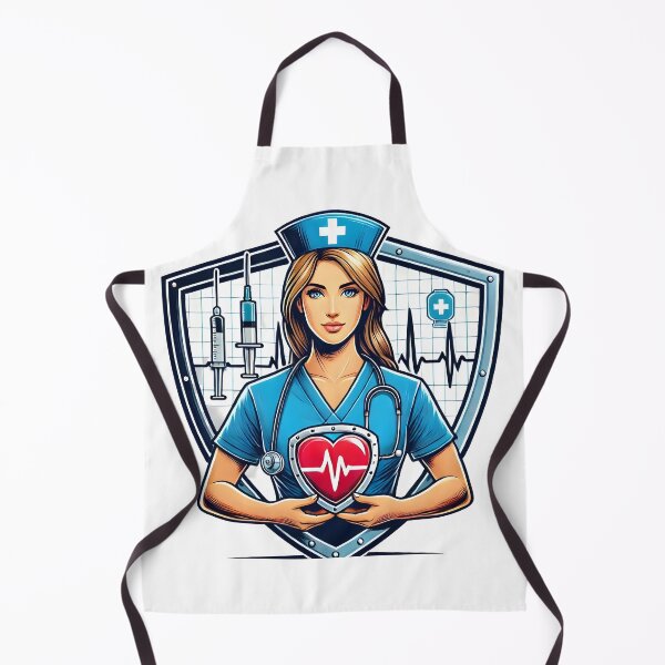 Item preview, Strong and Compassionate Nurse Holding Heartbeat Symbol. designed and sold by The-T-In-Retro.