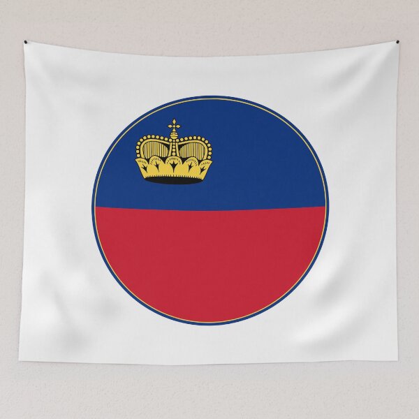 Item preview, Liechtenstein Flag Circle Blue Red Golden Crown designed and sold by NTGUILTY.