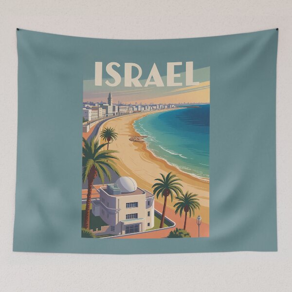 Item preview, Israel Tel Aviv Illustration Travel Art Vintage designed and sold by KrisSidDesigns.